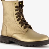 Leren meisjes veterboots metallic goud