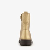 Leren meisjes veterboots metallic goud