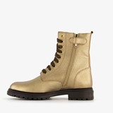 Leren meisjes veterboots metallic goud