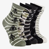 5 paar kindersokken met print groen