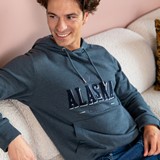 Heren hoodie grijs met opdruk