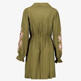 Dames jurk groen met geborduurde details