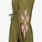 Dames jurk groen met geborduurde details