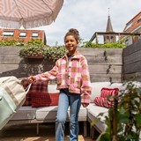 Geruite meisjes teddy shacket