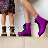 Leren meisjes veterboots roze