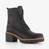 Output leren dames veterboots zwart