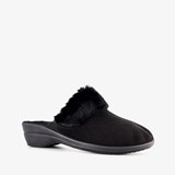 Thu!s dames pantoffels met imitatiebont zwart