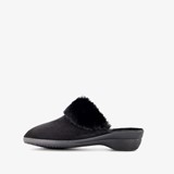 Dames pantoffels met imitatiebont zwart