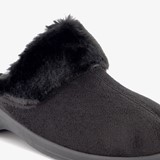 Dames pantoffels met imitatiebont zwart