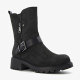Gevoerde dames biker boots zwart