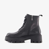 Dames veterboots met plateauzool zwart