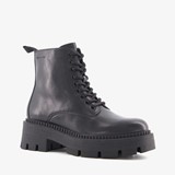 Dames veterboots met plateauzool zwart