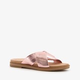 Dames slippers met metallic roze bandjes