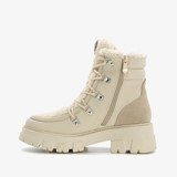 Gevoerde leren dames boots beige