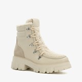 Gevoerde leren dames boots beige