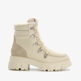 Gevoerde leren dames boots beige