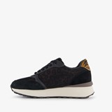 Leren dames sneakers zwart brons