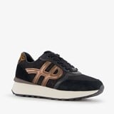 Hush Puppies leren dames sneakers zwart brons
