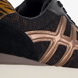 Leren dames sneakers zwart brons