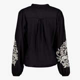 Dames blouse met borduursels zwart