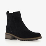 Hush Puppies suede dames enkellaarsjes zwart