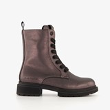 Dames metallic veterboots grijs