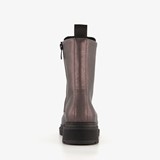 Dames metallic veterboots grijs