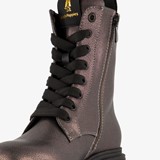 Dames metallic veterboots grijs