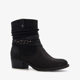 Nova dames enkellaarsjes zwart met sierbandjes