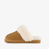 Dames pantoffels met lamsvacht cognac