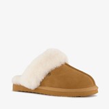 Dames pantoffels met lamsvacht cognac