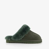 Dames pantoffels met lamsvacht groen