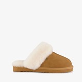 Dames pantoffels met lamsvacht cognac