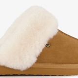Dames pantoffels met lamsvacht cognac