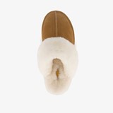 Dames pantoffels met lamsvacht cognac
