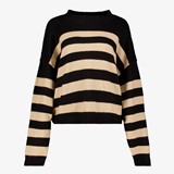 TwoDay dames trui gestreept zwart beige