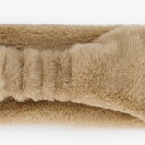 Dames hoofdband van imitatiebont beige