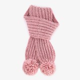 Gebreide meisjes sjaal met pompons roze