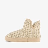 Gebreide pantoffels met voering beige