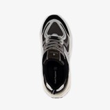 Leren dames dad sneakers zilver zwart