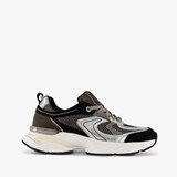 Leren dames dad sneakers zilver zwart