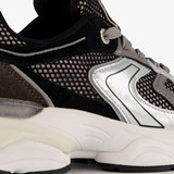 Leren dames dad sneakers zilver zwart