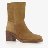 Harper suede dames enkellaarzen met hak camel