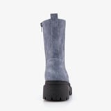 Dames veterboots denim blauw