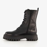 Leren veterboots met dikke zool zwart