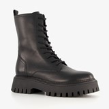 Harper leren veterboots met dikke zool zwart