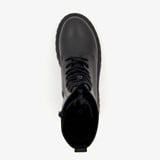 Leren veterboots met dikke zool zwart