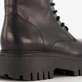 Leren veterboots met dikke zool zwart