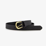 Leren dames riem met slangenprint zwart