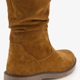 Suede dames enkellaarzen cognac